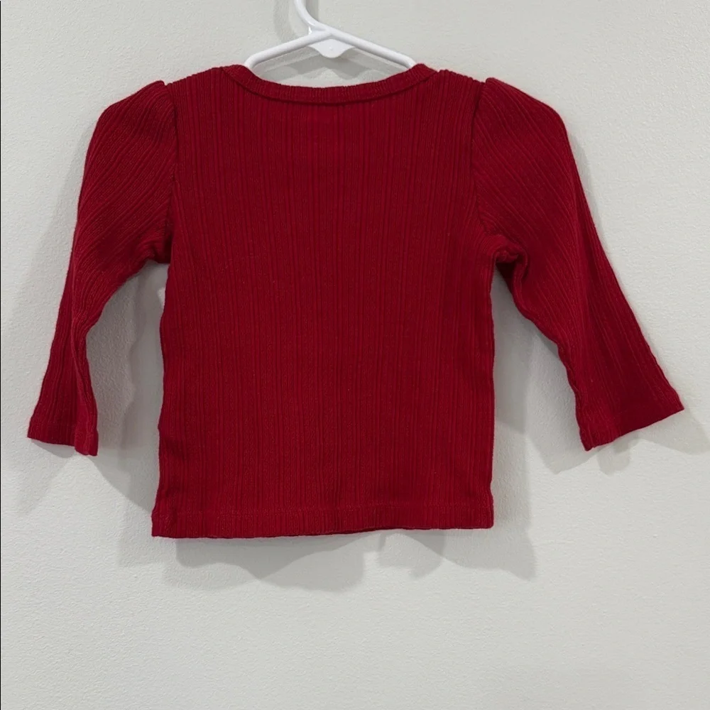 Ribbed Red Kids Long Sleeve Top